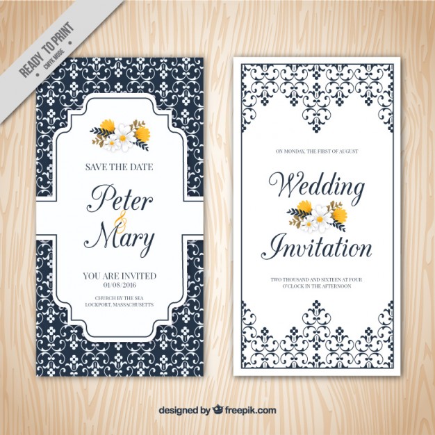 626x626 Ornamental Elegant Wedding Invitation Vector Free Download