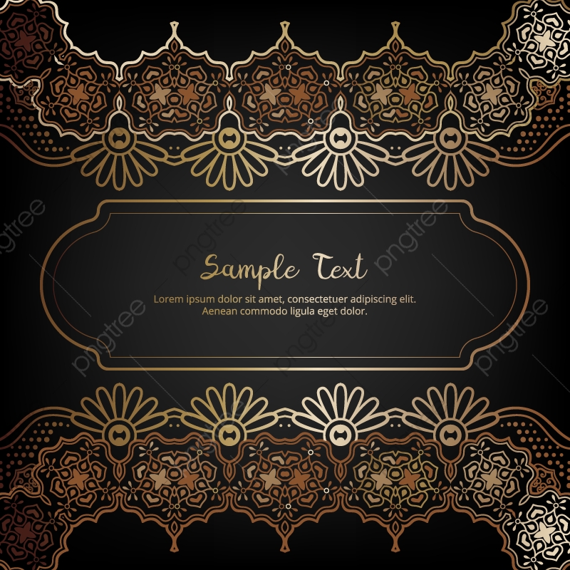 800x800 Elegant Invitation Card With Floral Decor In Gold And Black Color