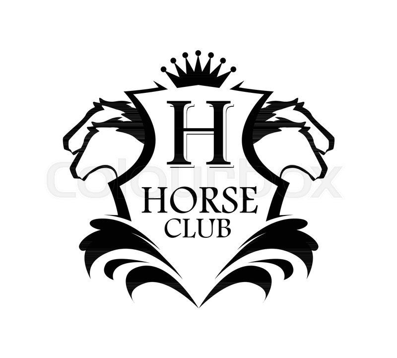 800x721 Elegant Line Art Blazon For Horse Club Stock Vector Colourbox