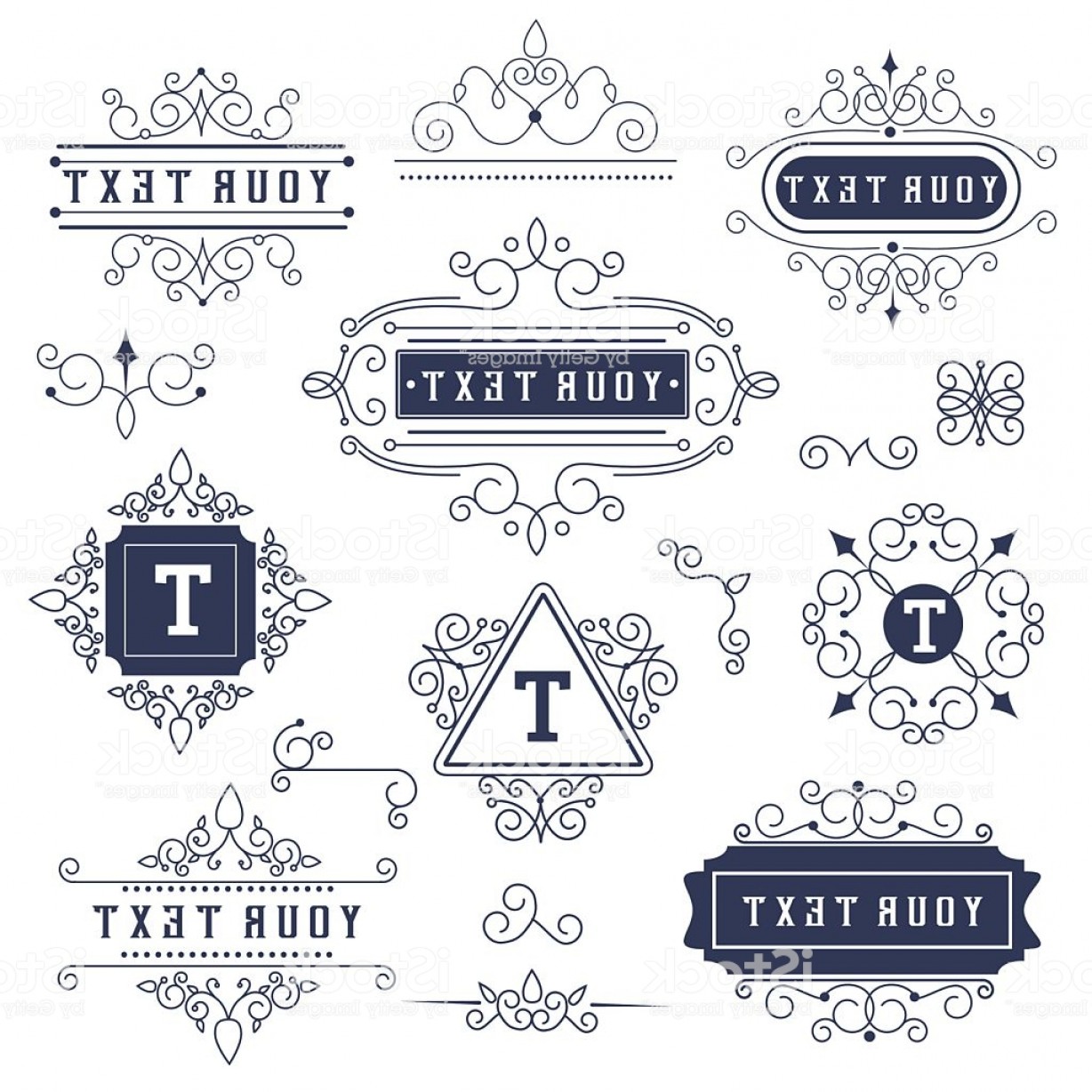 1228x1228 Set Luxury Monogram Template Flourishes Calligraphic Elegant