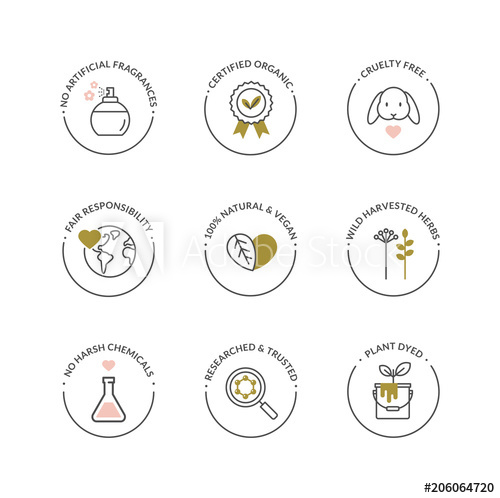 500x498 Vector Set Of Elegant Line Icons For Natural Cosmetics Packaging