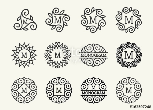 500x361 Wonderful Set, Style Art Nouveau Round Elegant Line Art Logo