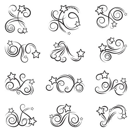 450x450 Curls And Scrolls Set With Stars Decorative Elements For Frames