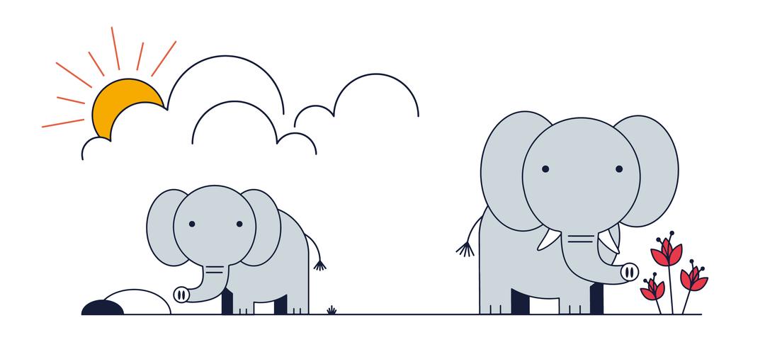 1080x490 Elephant Free Vector Art