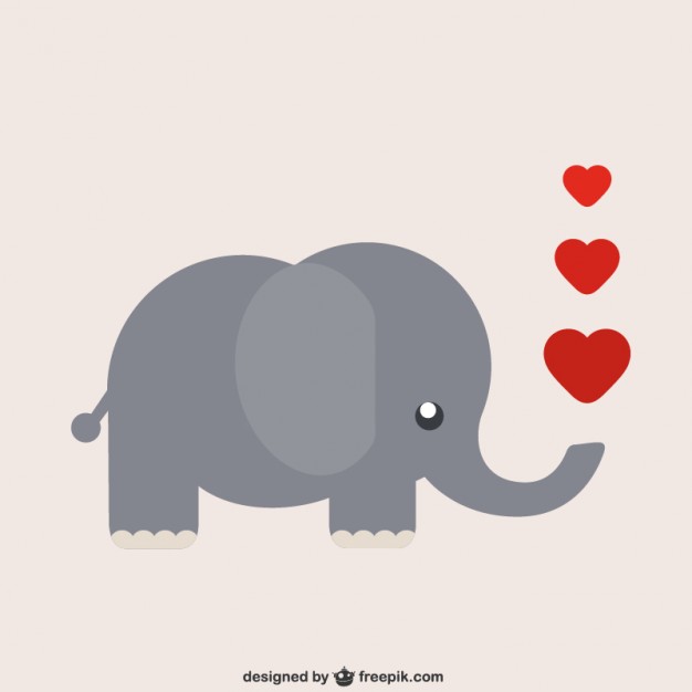 626x626 Elephant Cartoon With Hearts Vector Free Download
