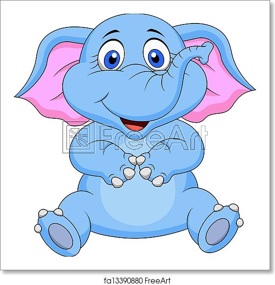 561x581 Free Art Print Of Cute Baby Elephant Cartoon Vector Illustration