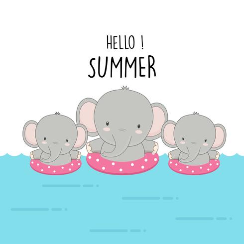 490x490 Hello Summer Cute Elephant Cartoon