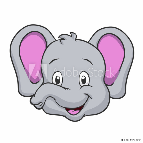 500x500 Cartoon Elephant Face Vector Illustration