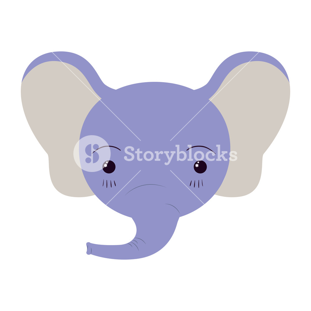 1000x1000 Colorful Caricature Cute Face Of Elephant Tranquility Expression
