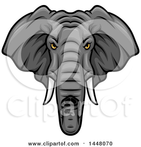 450x470 Clipart Of A Vicious Elephant Mascot Face