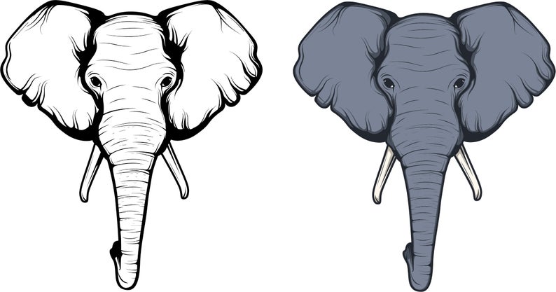 794x417 Elephant Head Vector Elephant Vector Animals Dxf Etsy
