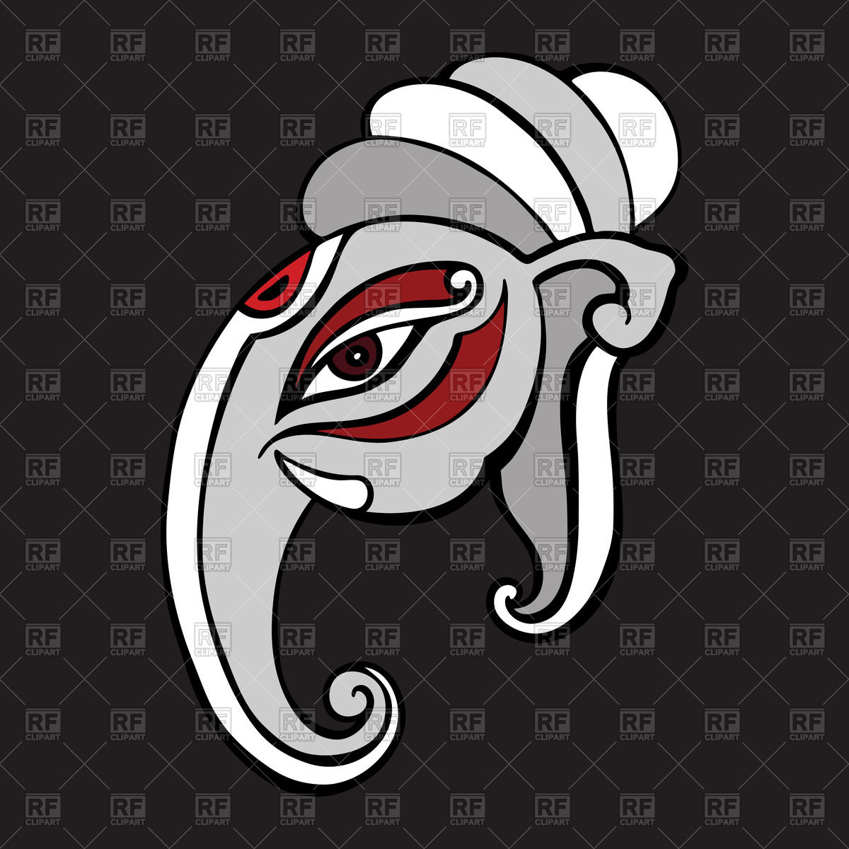 1200x1200 Stylized Indian Elephant Head Vector Image Of Plants And Animals