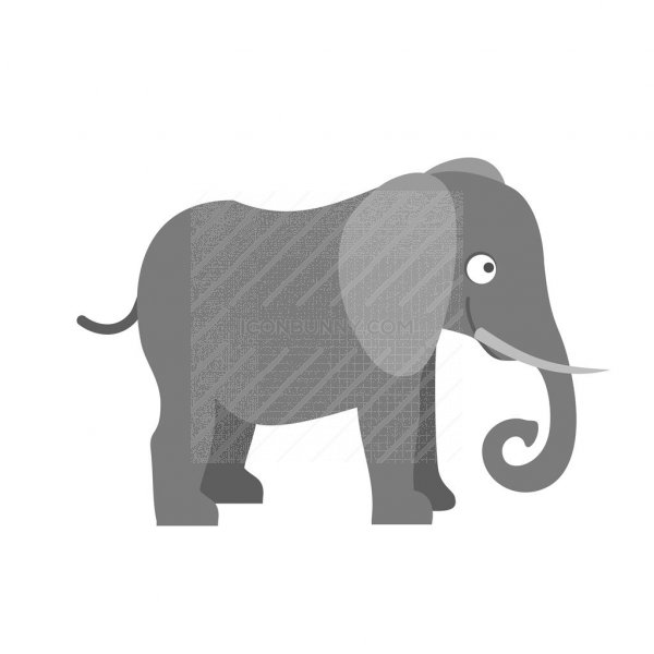 600x600 Elephant Greyscale Icon