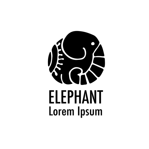 600x600 Elephant Logos With Decorative Floral Vecotr Free Download