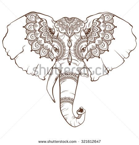 450x470 Head Of Elephant With Elegant Ethnic Pattern Hand Drawing Style
