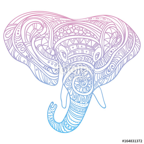 500x500 Stylized Head Of An Elephant Ornamental Portrait Of An Elephant