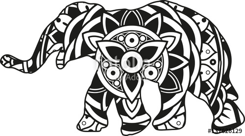 500x278 Vector Illustration Of A Mandala Elephant Silhouette Stock Image