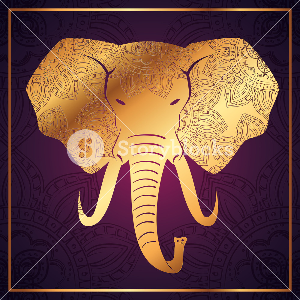 1000x1000 Elephant Mandala Boho Style Vector Illustration Design Royalty