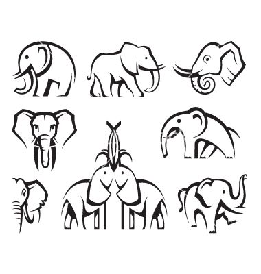 380x400 Elephants Set Vector