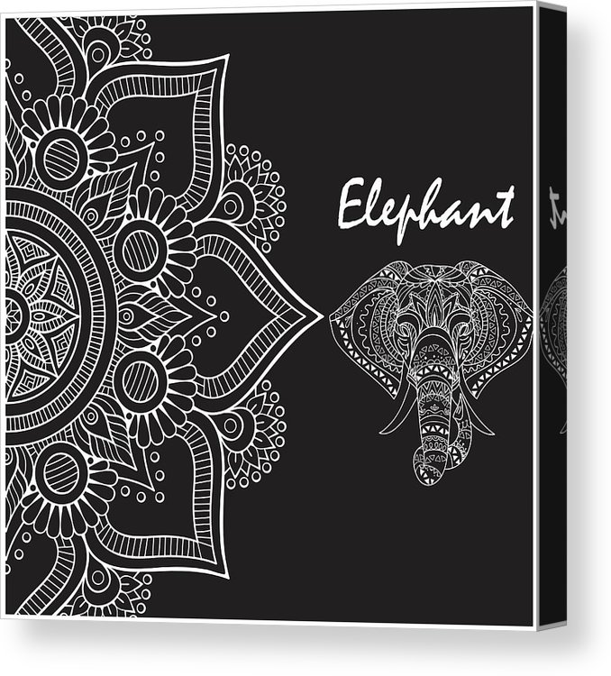 678x750 Elephant Thai Flower Head Of Elephant Vector Image Canvas Print