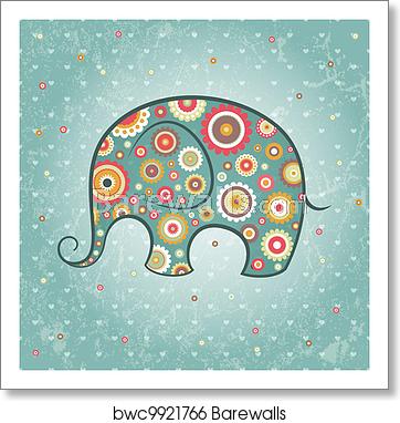 362x382 Floral Vector Elephant, Art Print Barewalls Posters Prints