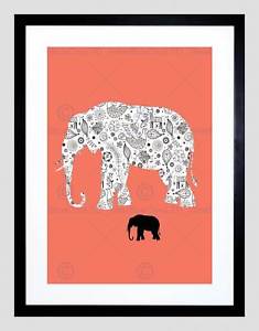 235x300 Painting Abstract Elephant Design Inset Objects Vector Framed Art