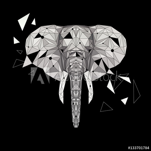 500x500 Vector Elephant Puzzle Stylized Elephant Low Poly Design Animal