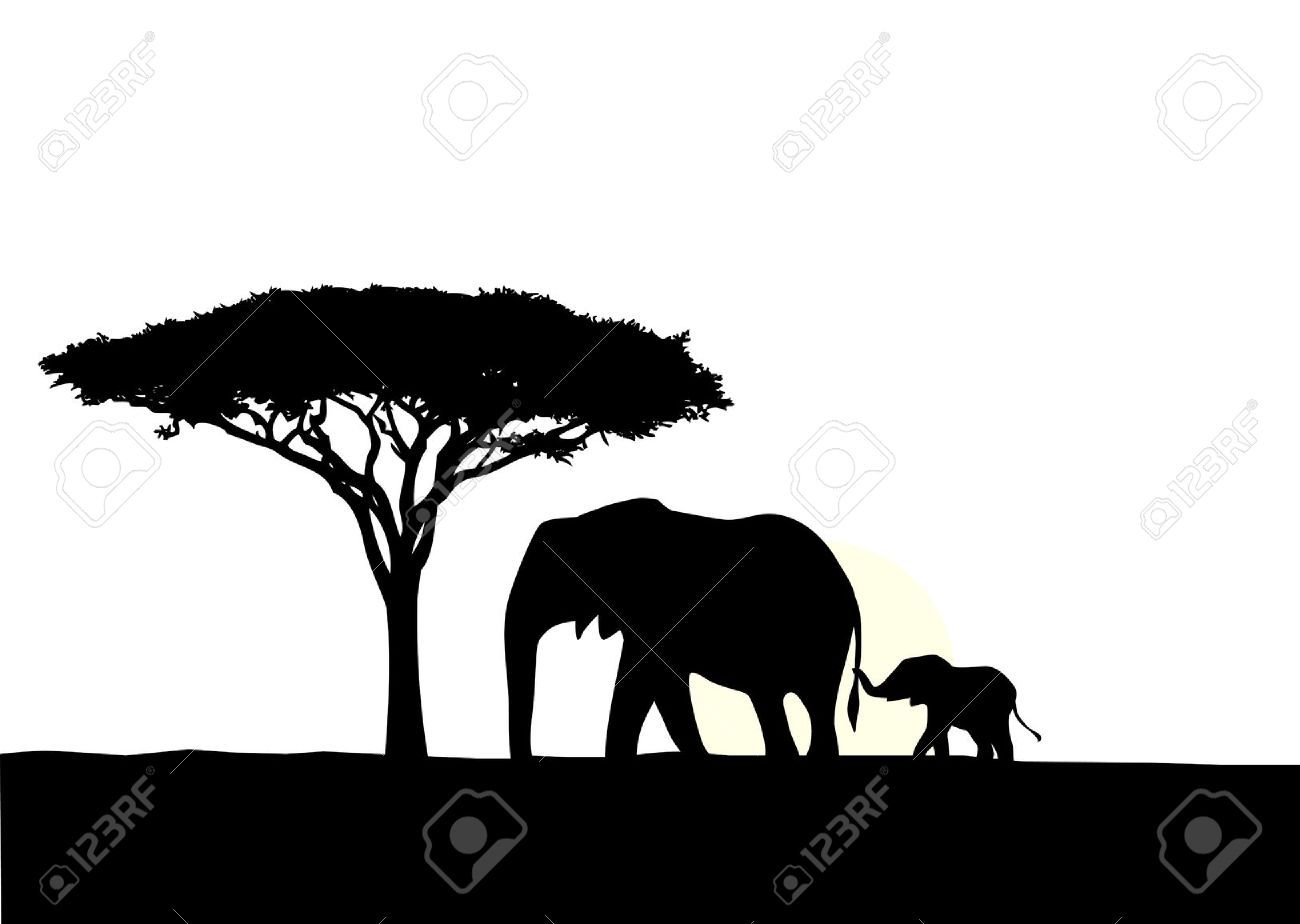 Stock Vector Mom And Baby Animals Baby Silhouette, African 1300x924 Stock Vector Mom And Baby Animals Baby Silhouette, African