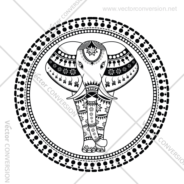 596x596 Hand Drawn Decorative Elephant Vector In Doodle Style Vector
