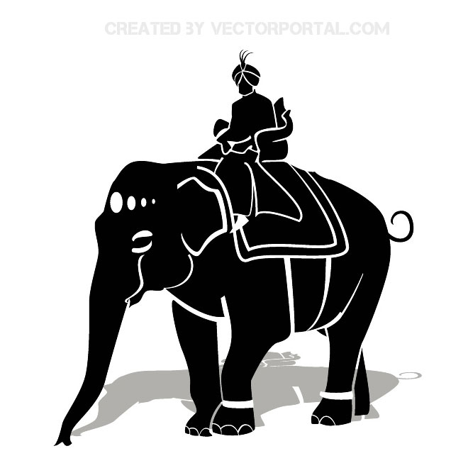 660x660 Maharaja Riding Elephant Vector Image