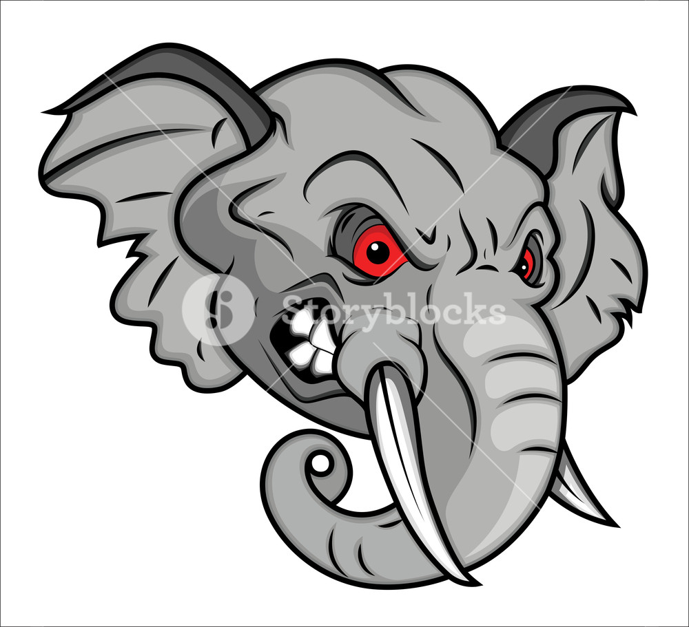 1000x911 Angry Elephant Vector Mascot Illustration Royalty Free Stock Image