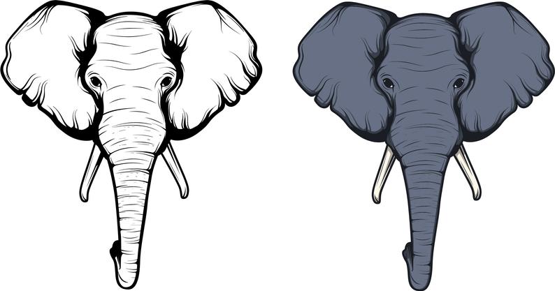 794x417 Elephant Head Vector Elephant Vector Animals Dxf Etsy