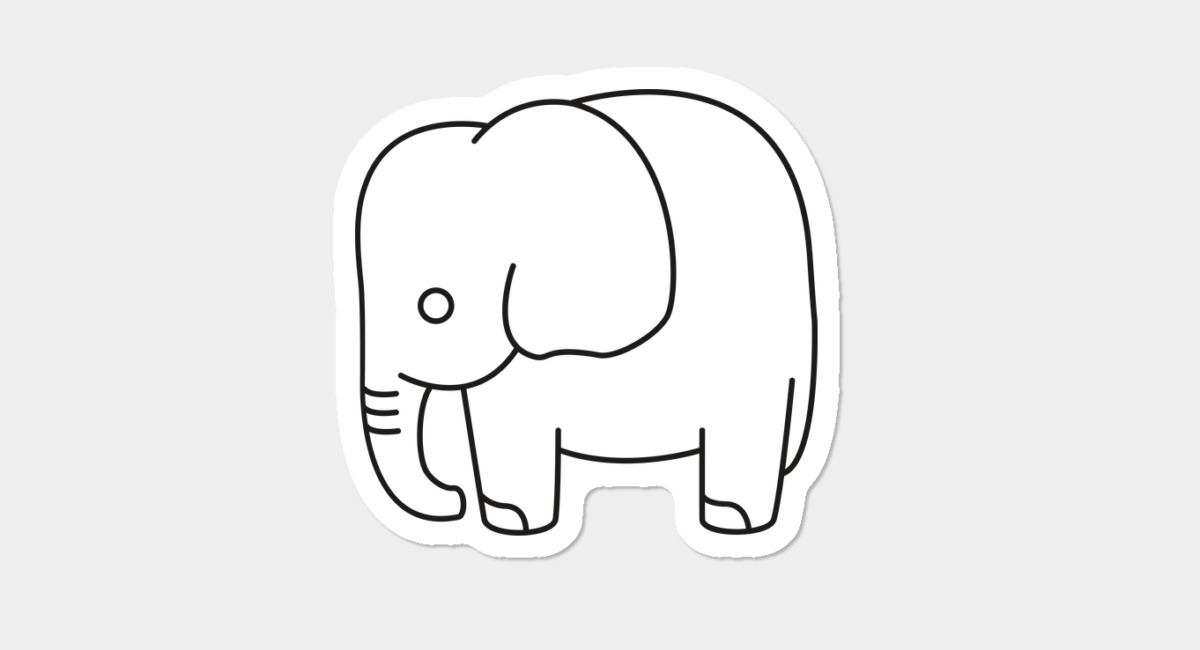 1200x650 Cute Baby Elephant Vector Sticker