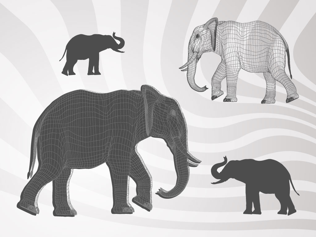 1024x768 Elephant Vectors
