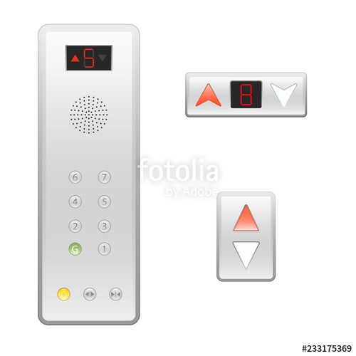 500x500 Elevator Buttons Panel Icon Set Clipart Image Isolated On White