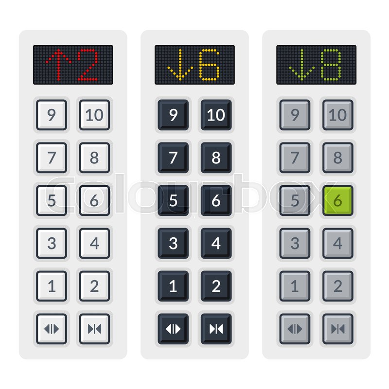 800x800 Steel Elevator Buttons Panel Set Stock Vector Colourbox
