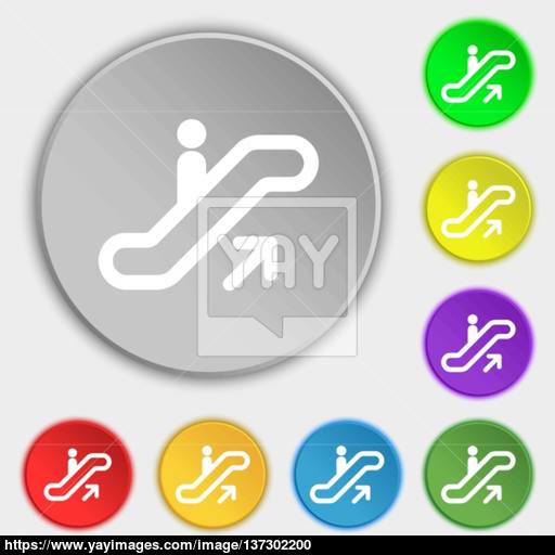 512x512 Elevator, Escalator, Staircase Icon Sign Symbol On Five Flat
