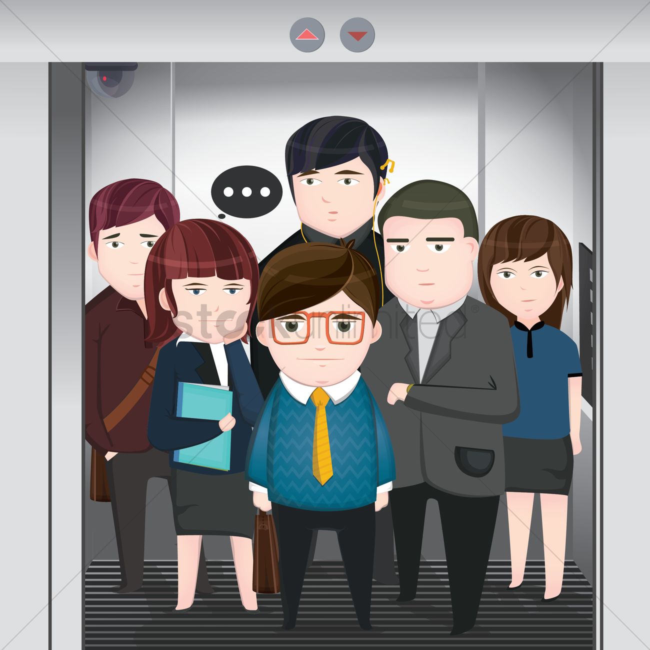 1300x1300 Office People In Elevator Vector Image