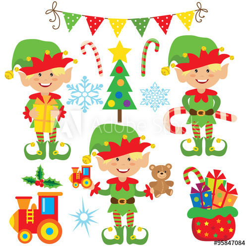 500x500 Christmas Elf Vector Illustration