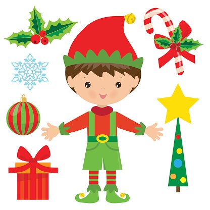 416x416 Christmas Elf Vector Cartoon Illustration Premium Clipart