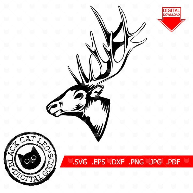 794x794 Deer Head Elk Head Animal Vector Clip Art Etsy