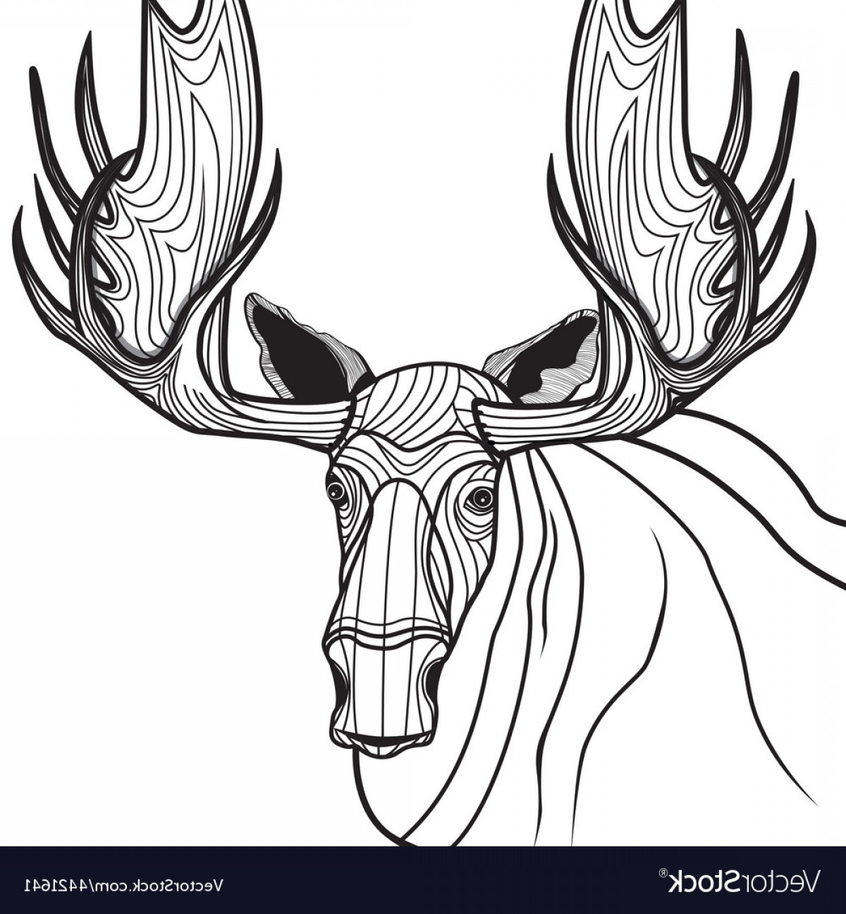 1200x1296 Moose Head Animal For T Shirt Sketch Elk Tattoo De Vector