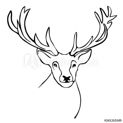500x500 Animal Elk Head Line Drawing