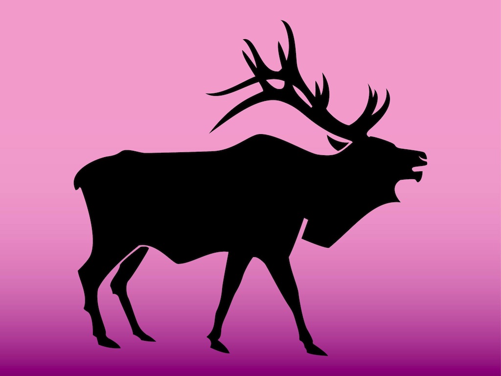 1024x768 Elk Silhouette Vector Art Graphics