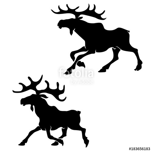 500x500 Elk Silhouette, Vector Illustration Stock Image And Royalty Free