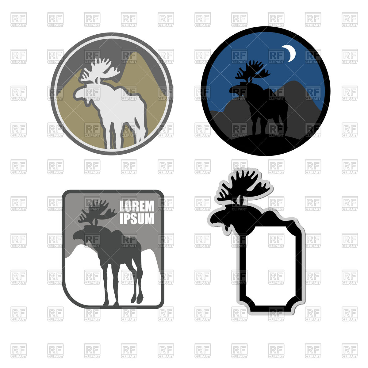 1200x1200 Set Of Logo With Moose, Frame With Elk Vector Image Of Signs