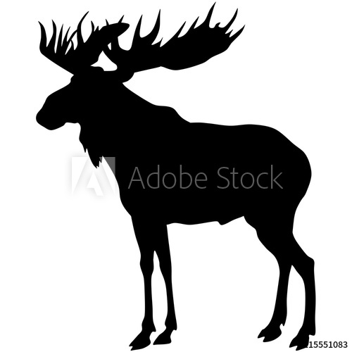 500x500 Black Silhouette Of Elk Vector Illustration