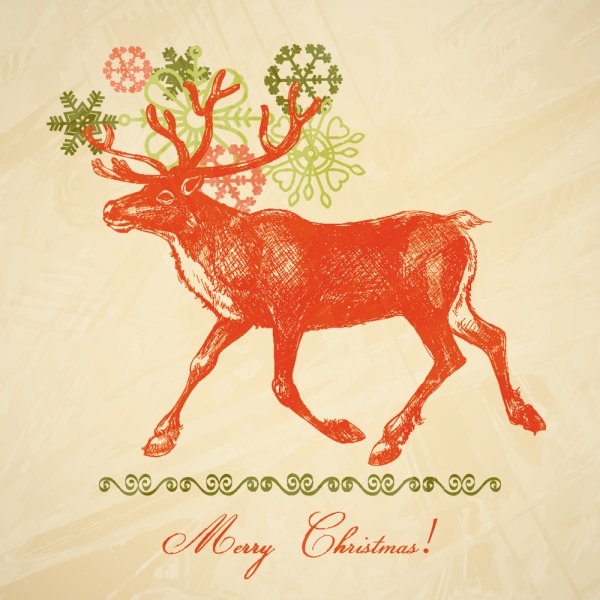 600x600 Christmas Elk Illustration Vector Free Vector In Encapsulated