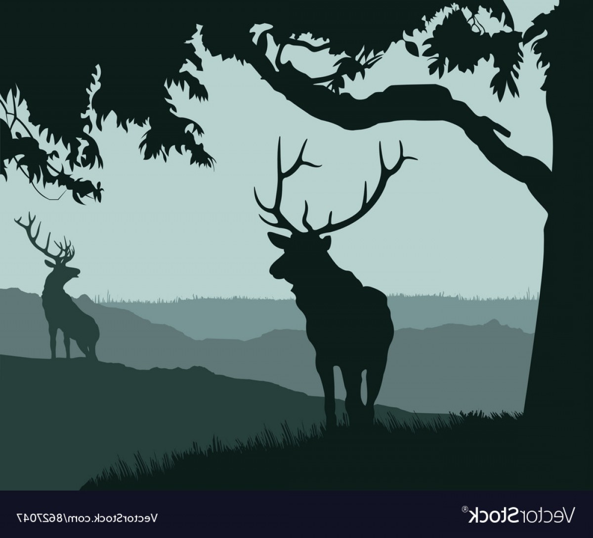 1200x1088 Monotonic Of Two Elks Vector Hoodamath