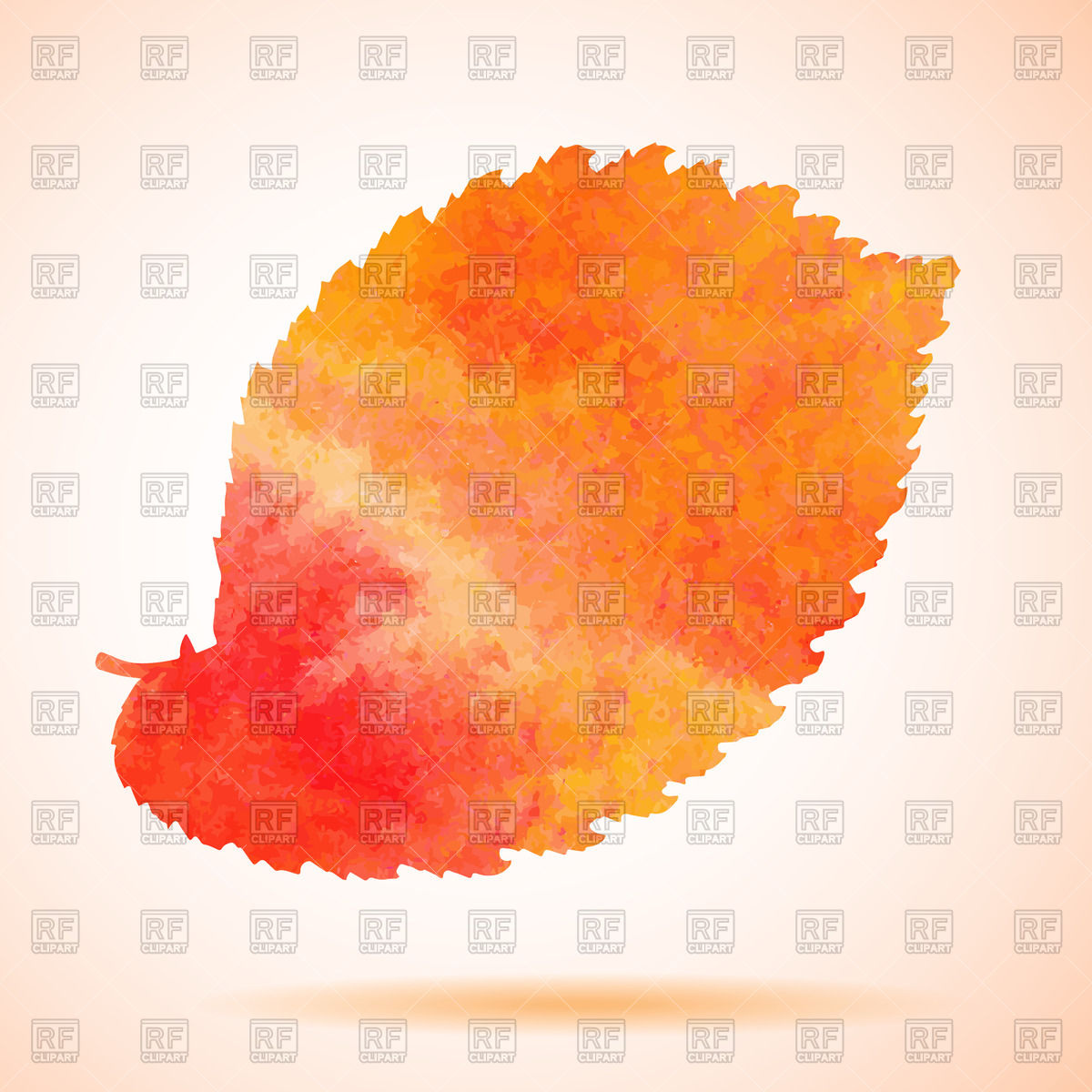1200x1200 Orange Watercolor Painted Elm Tree Leaf Vector Image Of Plants